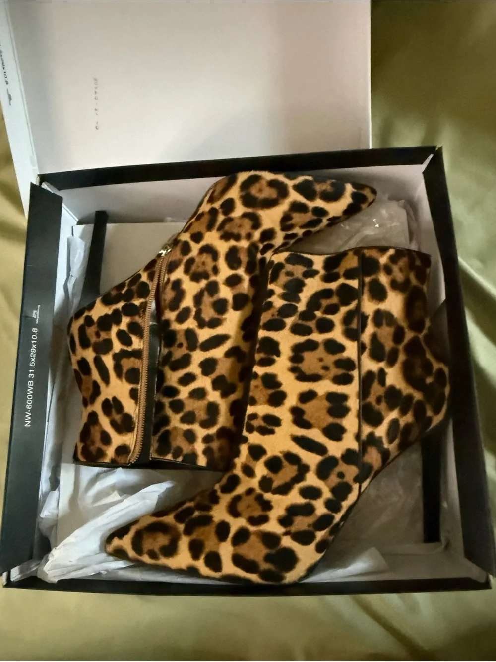 Nine West Leopard Print Pointed Toe Ankle Boots - Brown/Black